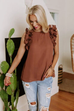 Cheer You On Shift Top In Chocolate -Chic Essence 2206025314000 2022061412392900 9776a935cheer you on shift top in chocolate