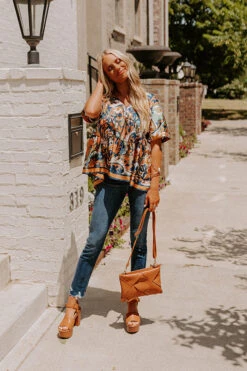 Dial It In Babydoll Top In Navy