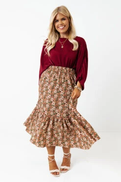 Out For A Drive Shift Top In Wine Curves