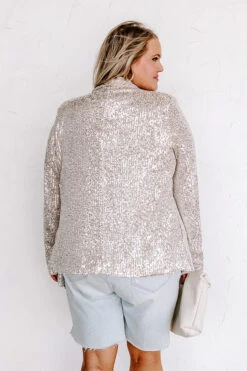 Splash Of Luxury Sequin Blazer In Champagne Curves -Chic Essence 2208269546000 2023040409250500 cd024af7splash of luxury sequin blazer in champagne curves