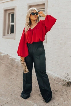 The Ozzy High Waist Faux Leather Pants Curves