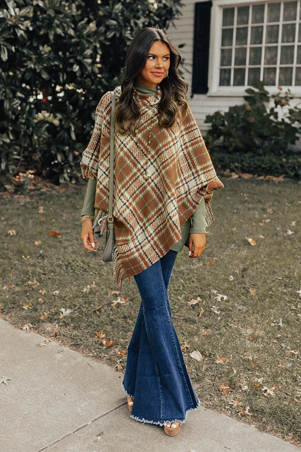 Capture A Memory Plaid Poncho In Brown 3 Capture A Memory Plaid Poncho In Brown