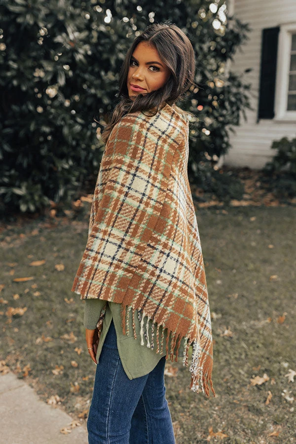 Capture A Memory Plaid Poncho In Brown 6 Capture A Memory Plaid Poncho In Brown - Image 4