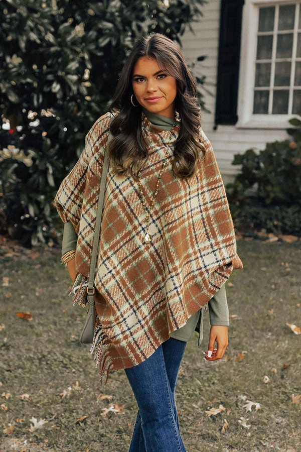 Capture A Memory Plaid Poncho In Brown 8 Capture A Memory Plaid Poncho In Brown - Image 6