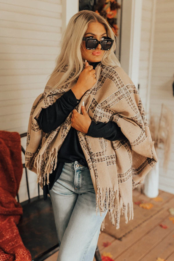 Cozy In Montauk Plaid Poncho 4 Cozy In Montauk Plaid Poncho - Image 2