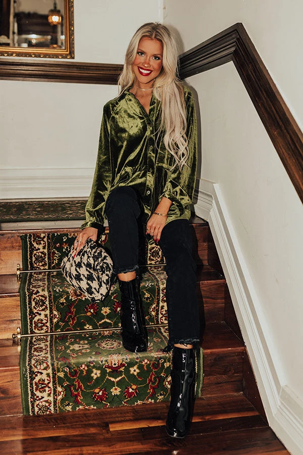 Apple Cider Sips Velvet Top In Olive 5 Apple Cider Sips Velvet Top In Olive - Image 3