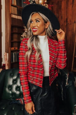 Endless Cheer Plaid Blazer