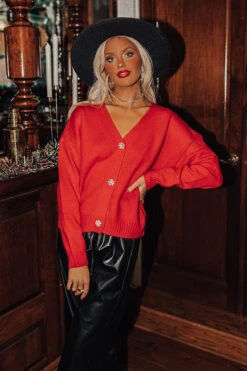 Merriest Ever Cardigan In Red -Chic Essence 2211011882000 2022110308202200 9b030495merriest ever cardigan in red