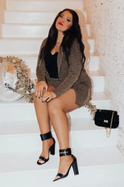 New York Groove Houndstooth Blazer Curves