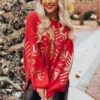 Falling Snowflakes Sweater In Red 1 Falling Snowflakes Sweater In Red -Chic Essence 2211159219000 2022111715593900 24457d5efalling snowflakes sweater in red