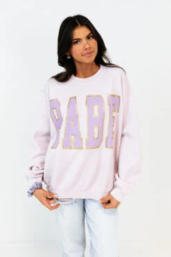Call Me Babe Graphic Sweatshirt In Dusty Purple -Chic Essence 2212089195000 2022121510130500 0bac605bcall me babe graphic sweatshirt in dusty purple