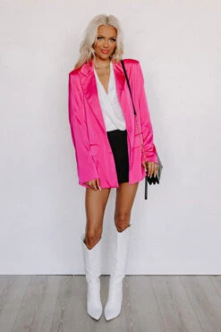 Mainstream Drama Satin Blazer In Hot Pink -Chic Essence 2301043065000 2023011707260800 2fba4e59mainstream drama satin blazer in hot pink