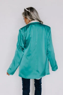 Mainstream Drama Satin Blazer In Turquoise -Chic Essence 2301096736000 2023011710584300 66a17d8bmainstream drama satin blazer in turquoise