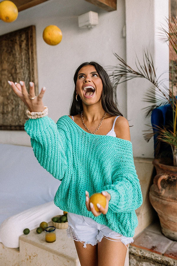 Eye Candy Tunic Sweater In Turquoise 4 Eye Candy Tunic Sweater In Turquoise - Image 2