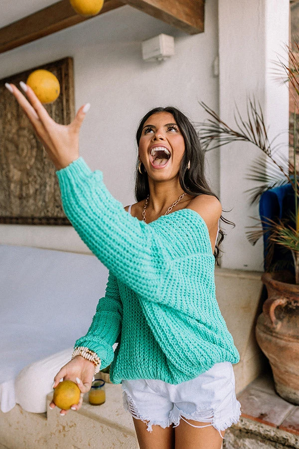 Eye Candy Tunic Sweater In Turquoise 7 Eye Candy Tunic Sweater In Turquoise - Image 5