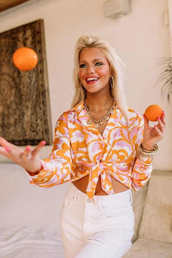 Holding Onto Happiness Front Tie Top In Orange 10 Holding Onto Happiness Front Tie Top In Orange - Image 8