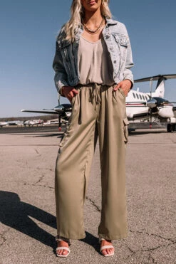 Sure And Steady High Waist Trousers In Sage 17 Sure And Steady High Waist Trousers In Sage -Chic Essence 2302068229000 2023022110220600 e81317a1sure and steady high waist pants in sage