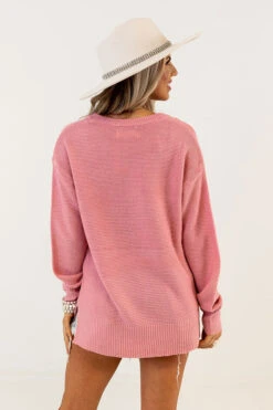 Turn The Page Knit Sweater In Pink -Chic Essence 2302078562000 2023022110362000 7930d01cturn the page knit sweater in pink