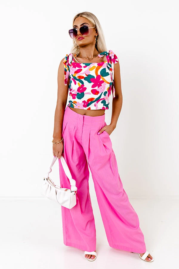 The Evelyn High Waist Linen-Blend Pants In Pink 4 The Evelyn High Waist Linen-Blend Pants In Pink - Image 2