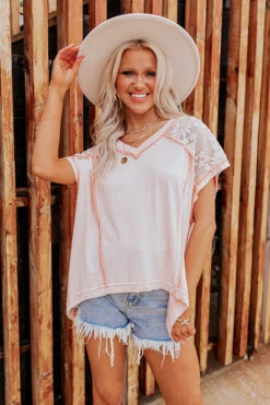 Charming Cityscape Lace Top In Peach -Chic Essence 2303092257000 2023032408102800 4bc123a9pol express sample 1