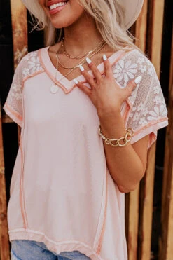 Charming Cityscape Lace Top In Peach -Chic Essence 2303092257000 2023032408102800 dcbebd15pol express sample 1