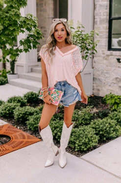 Charming Cityscape Lace Top In Peach -Chic Essence 2303092257000 2023061613365700 e9be8bb8charming cityscape lace top in peach