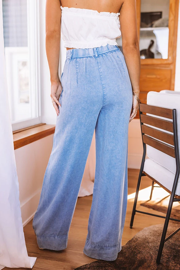 The Riley High Waist Chambray Trousers In Light Wash 6 The Riley High Waist Chambray Trousers In Light Wash - Image 4