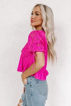 Romance Everywhere Embroidered Top In Hot Pink -Chic Essence 2304177462000 2023042407411100 aaf7774aromance everywhere embroidered top in hot pink