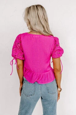 Romance Everywhere Embroidered Top In Hot Pink -Chic Essence 2304177462000 2023042407411100 ad553338romance everywhere embroidered top in hot pink