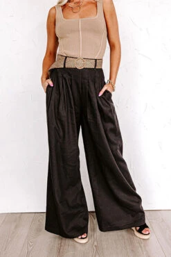 The Maris High Waist Linen-Blend Trousers Black 11 The Maris High Waist Linen-Blend Trousers Black -Chic Essence 2304195346000 2023050110212000 891d163cthe maris high waist linen blend trousers black