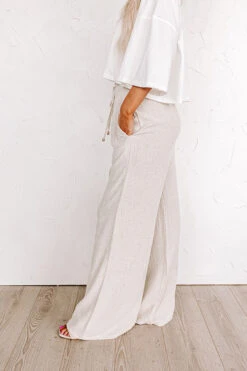The Araceli High Waist Linen-Blend Pants In Stone -Chic Essence 2305098596000 2023051708555000 13cd608athe araceli high waist linen blend pants