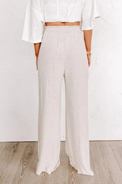 The Araceli High Waist Linen-Blend Pants In Stone -Chic Essence 2305098596000 2023051708555000 f3b2a477the araceli high waist linen blend pants